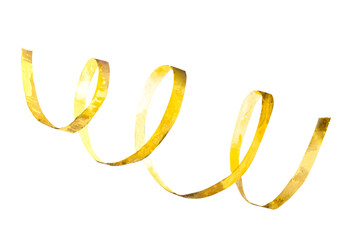 Hand drawn watercolor illustrations festive serpentine gold and silver pictures for birthday, Christmas and New Year