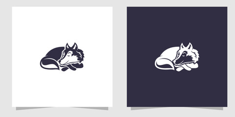 Fototapeta na wymiar Wolf sleeping logo design