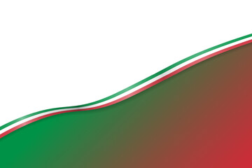 Italian Flag Background with copy space. Flag ribbon of Italy on colored background. Bent waving Italian flag ribbon. Vector Illustration. EPS 10.
