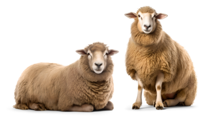 Merino Wool Sheep sitting on isolated background