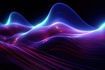 Fototapeta premium abstract futuristic background with pink blue glowing neon moving high speed wave lines and bokeh lights. Data transfer concept Fantastic wallpaper