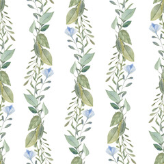 Watercolor Seamless Pattern With Stylized Leaves