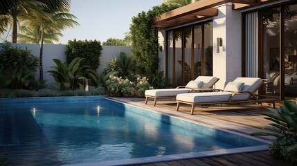 Private pool outdoor, side view