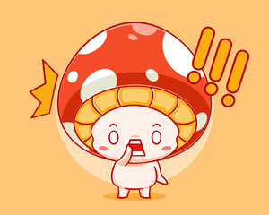 Cute mushroom getting shocked cartoon illustration