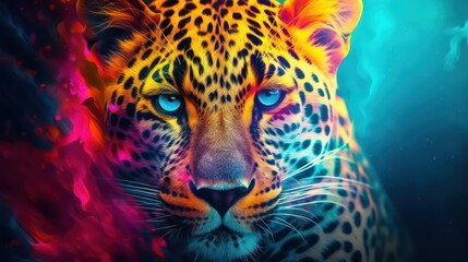 Fototapeta na wymiar portrait of a Colorful leopard