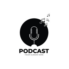 detailed podcast logo template design illustration