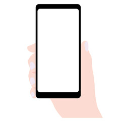 a woman's hand holds a mobile phone