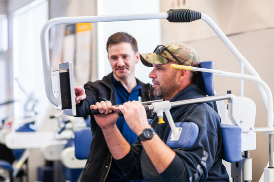 exercise therapy equipment in use at physiotherapy clinic
