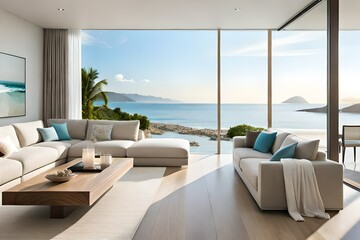 Fototapeta na wymiar modern living room with furniture generated by AI