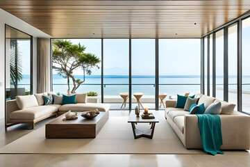 Fototapeta na wymiar modern living room with furniture generated by AI