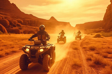 Backcountry ATV Riders: Helmets and Shadows