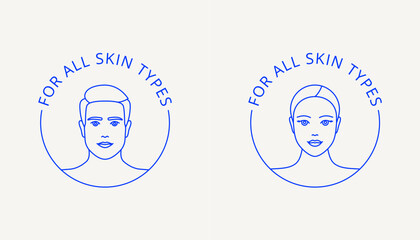 All skin types label for women's and men's skin care products