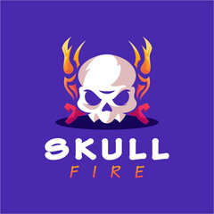 Skull fire modern gradient colorful logo design