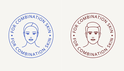 Combination skin label for women's and men's skin care products