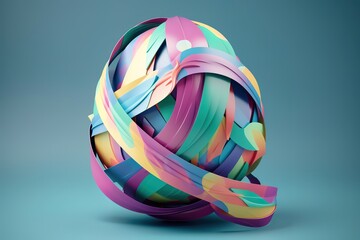 image of egg look-a-like colourful ribbon with purple background