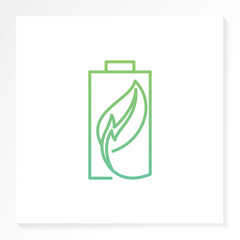 Energy saving logo icon with green leaf. Symbol of life efficiency.