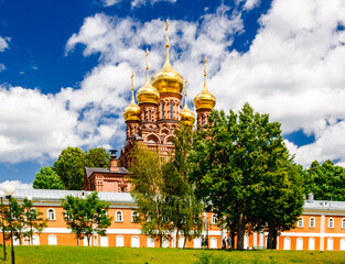 Sergiev Posad, Moscow region, Russia - July 3, 2023: Cave Temple of the Archangel Michael in Chernigov Skete of the Trinity-Sergius Lavra.