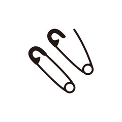 Safety pin icon.Flat silhouette version.