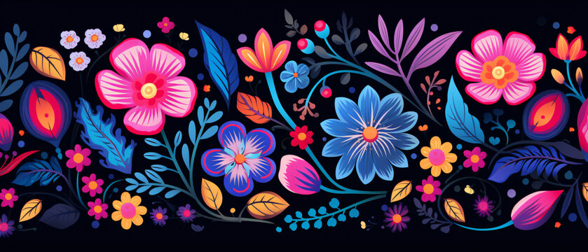 Folk floral seamless pattern
