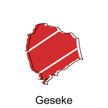 map of Geseke design template, geometric with outline illustration design