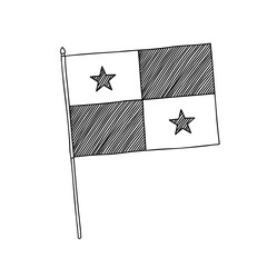 Flag of Panama. Vector, black and white hand drawn flag.