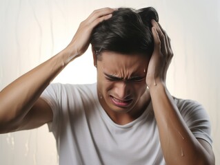 Fototapeta premium 30 years old asian man in emotional dynamic pose