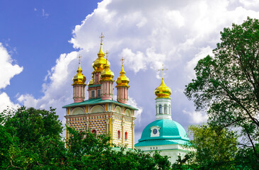 Fototapeta na wymiar Cupola Church of the Nativity of St. John the Baptist in Trinity Lavra of St. Sergius. Sergiev Posad, Moscow region, Russia.
