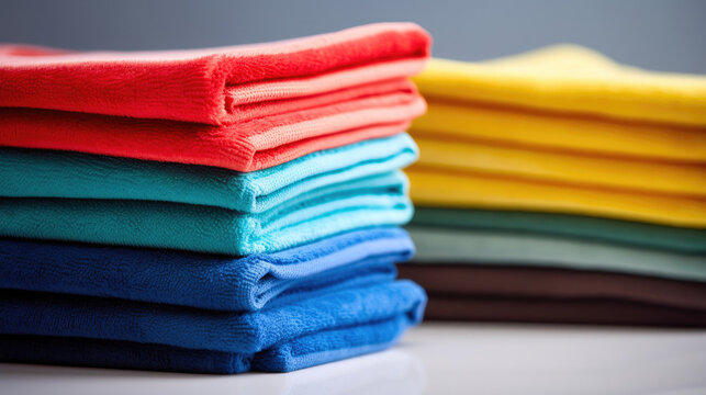 Tidy Stack of Microfiber Cleaning Cloths - Ideal for All Tasks