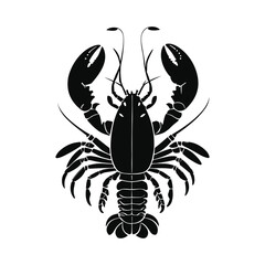Lobster vector icon flat icon black Silhouette isolated on white background..