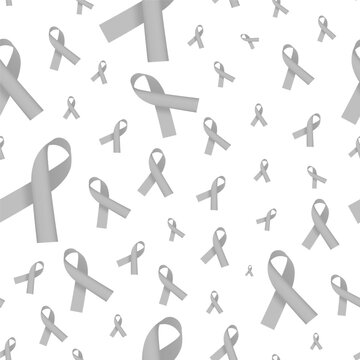 Seamless 3d Silver Ribbon Pattern. Silver Ribbon represents awareness for Parkinson's Disease, Schizophrenia, brain illness and brain disorders. Vector Illustration. EPS 10. Editable.