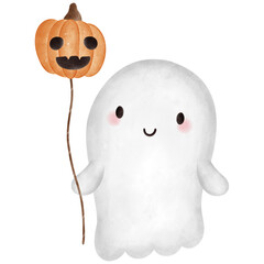 Ghost Watercolor Halloween Decorative Elements
