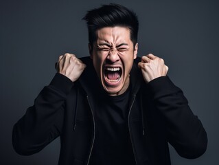 Asian man emotional dynamic gestures