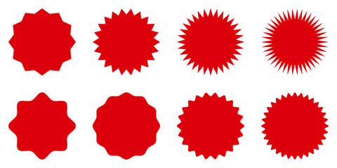 ギザギザフレーム  赤　シンプル　円　セット