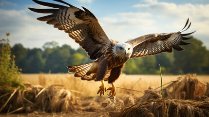 Wild Hawk in Flight, Scouting Rural Area