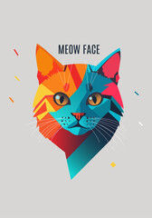Bright logo with a muzzle of a cat for a pet store
