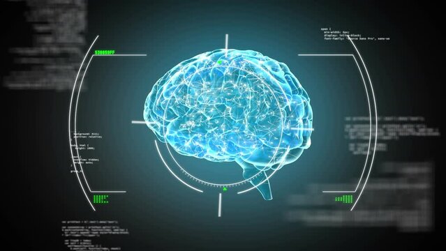 Animation of data processing over human brain