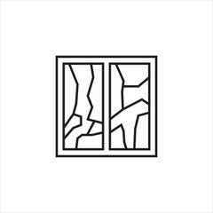 broken glass in window icon vector illustration symbol