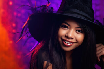 Asian Woman in Witch Hat