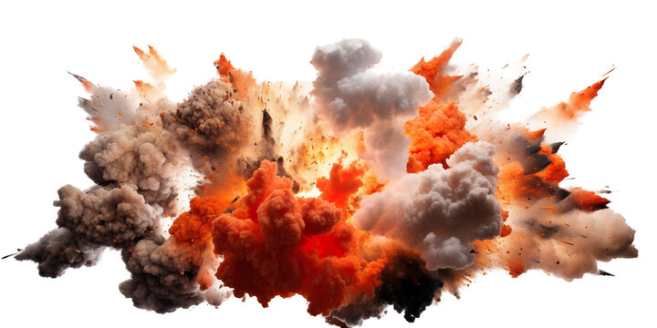 Explosion isolated on transparent background. Ai Generative Art.