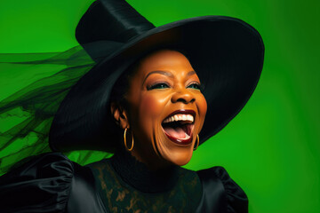 Captivating Halloween Witch: Radiating Joy in Her 40s