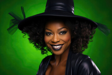 African American Woman in Witch Costume