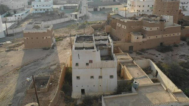 Aerial view of traditional mud houses  Ahad Rufaidah  Saudi Arabia