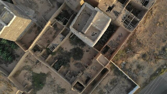 Aerial view of traditional mud houses  Ahad Rufaidah  Saudi Arabia