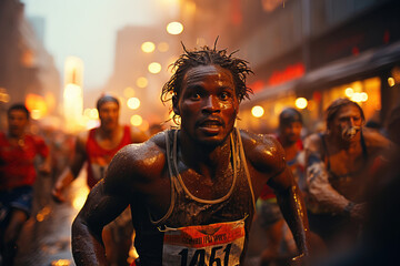 Fototapeta na wymiar Running the Race with Determination
