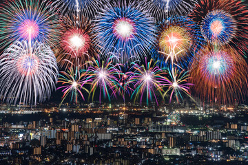 Fireworks over the city.