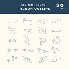 Ribbon banners. collection of outline icons