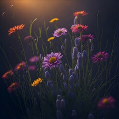 Alps flowers. AI generated illustration
