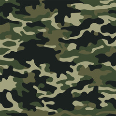 Fototapeta premium Camouflage seamless pattern. Trendy style camo, repeat print. Vector illustration. Khaki texture, perfect for military army design
