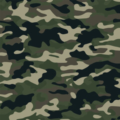 Fototapeta premium Camouflage seamless pattern. Trendy style camo, repeat print. Vector illustration. Khaki texture, perfect for military army design