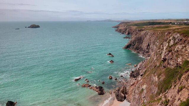 Coastline looking towards Solva and St Davids headland Pembrokeshire Wales